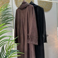 SUEDE BOW DESIGN WINTER ABAYA