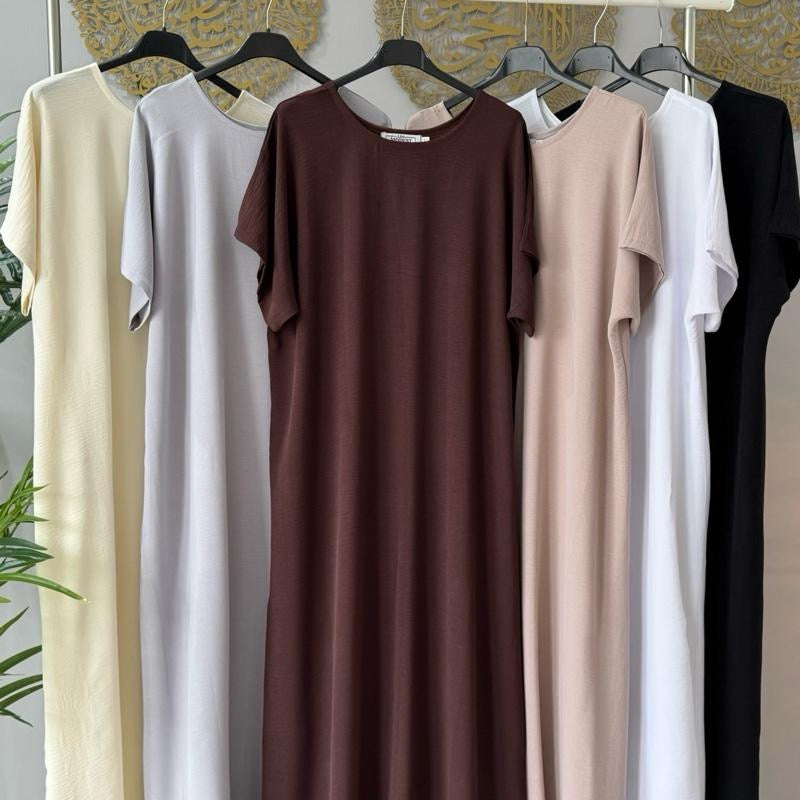 Crepe short sleeve inner slip dress high quality Korean crepe material