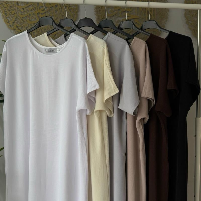 Crepe short sleeve inner slip dress high quality Korean crepe material