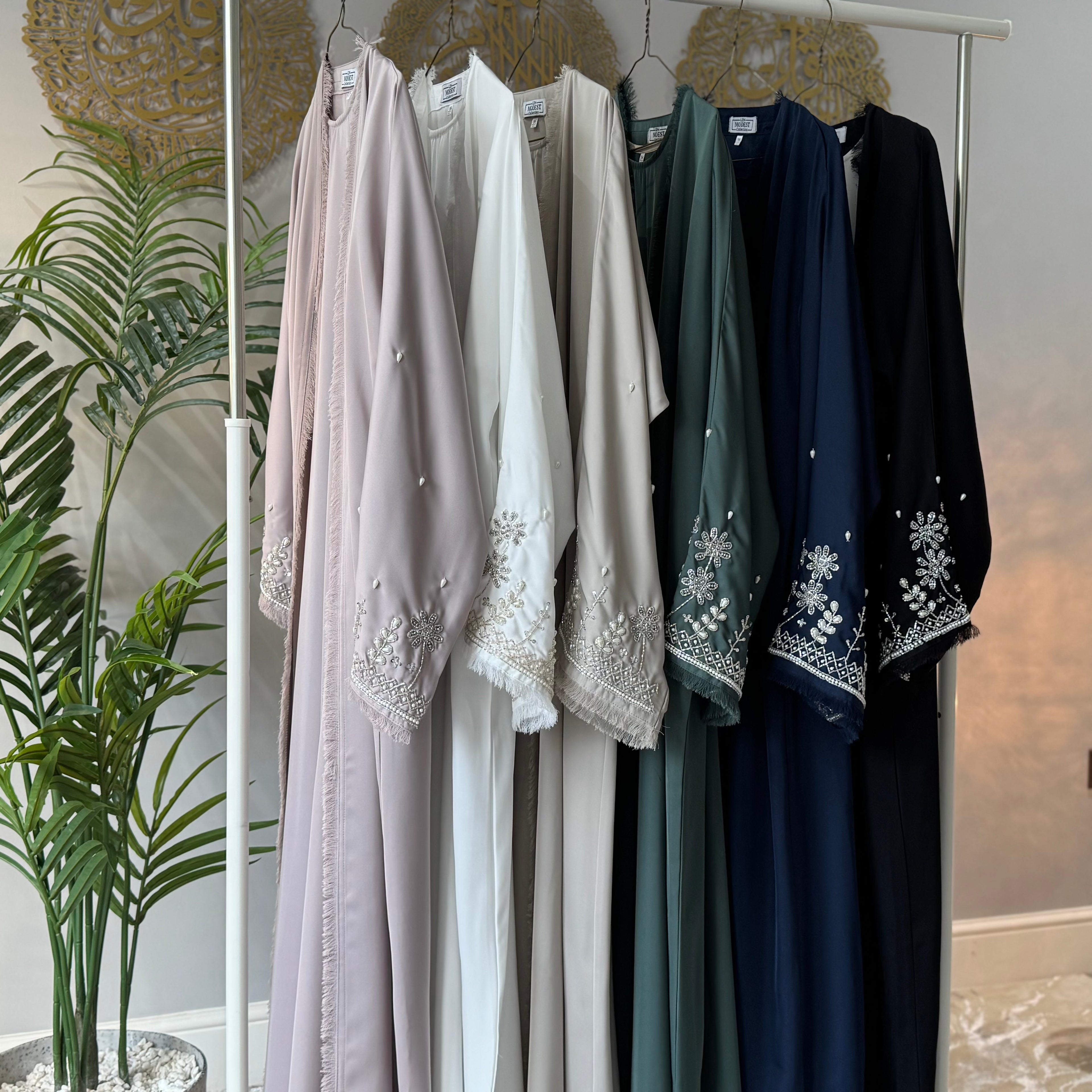 SULTANA - Luxury 4 Piece Sleeve Embellishment Abaya with Inner Belt and Scarf Included