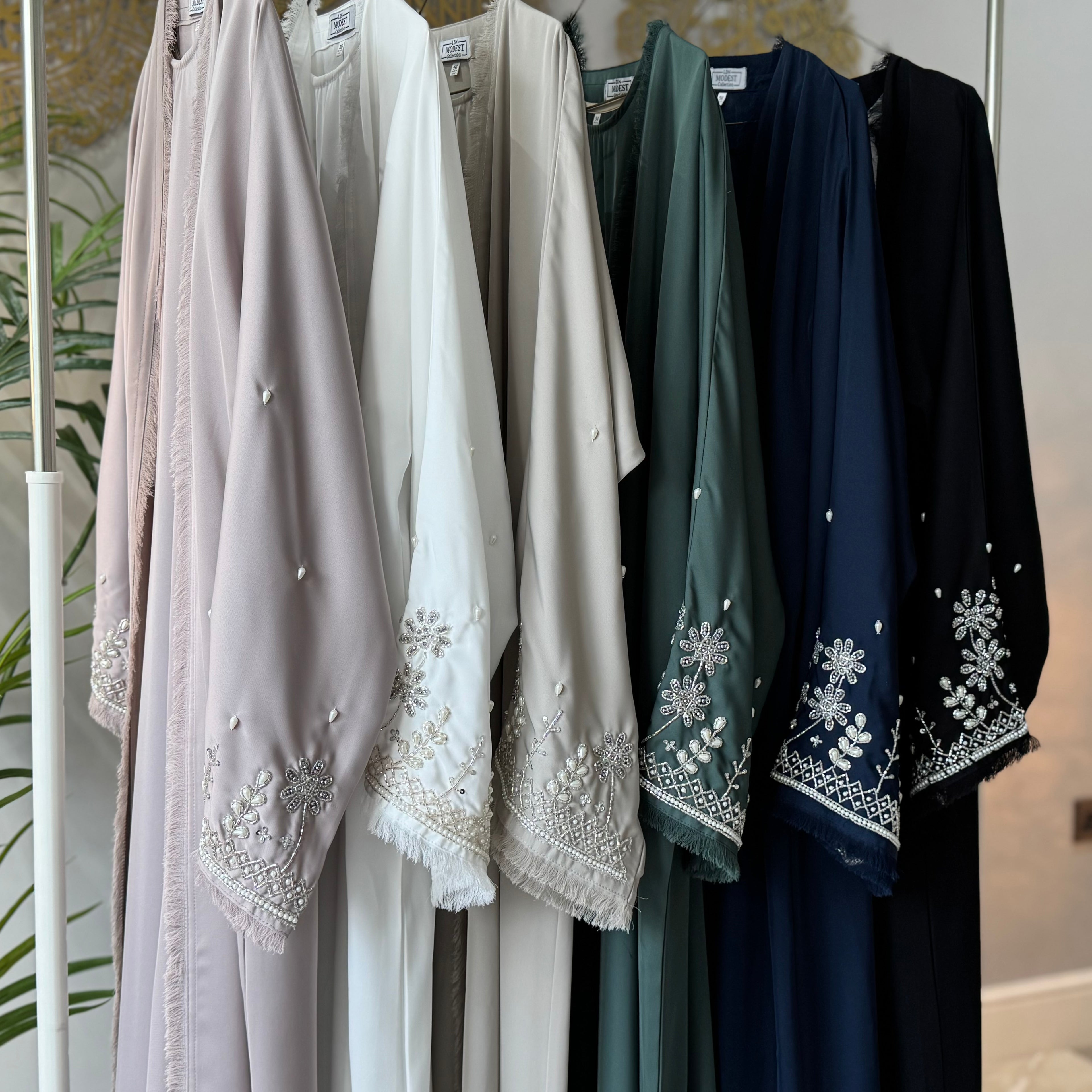 SULTANA - Luxury 4 Piece Sleeve Embellishment Abaya with Inner Belt and Scarf Included