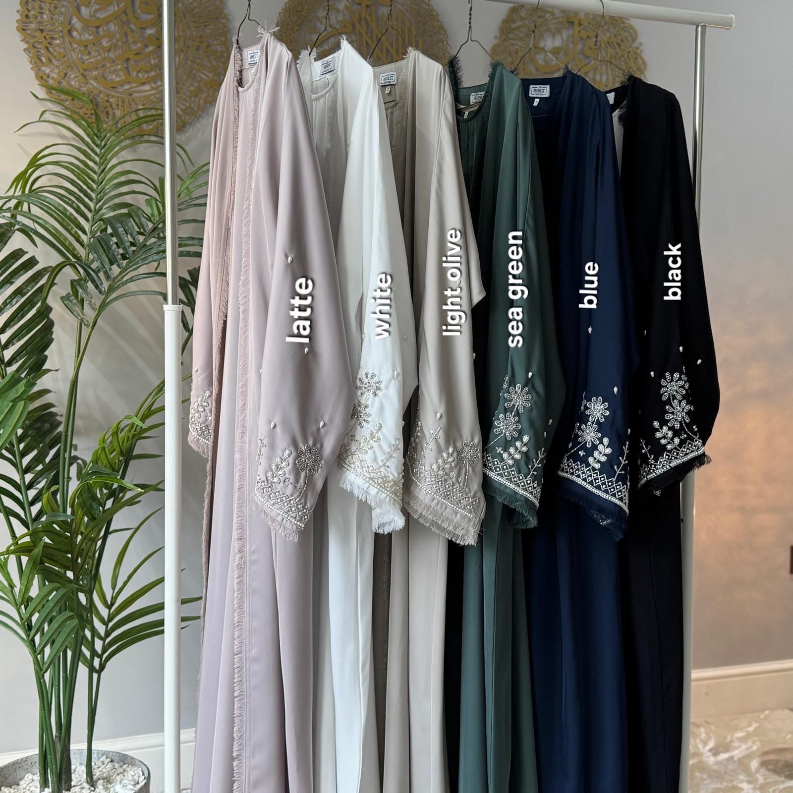 SULTANA - Luxury 4 Piece Sleeve Embellishment Abaya with Inner Belt and Scarf Included