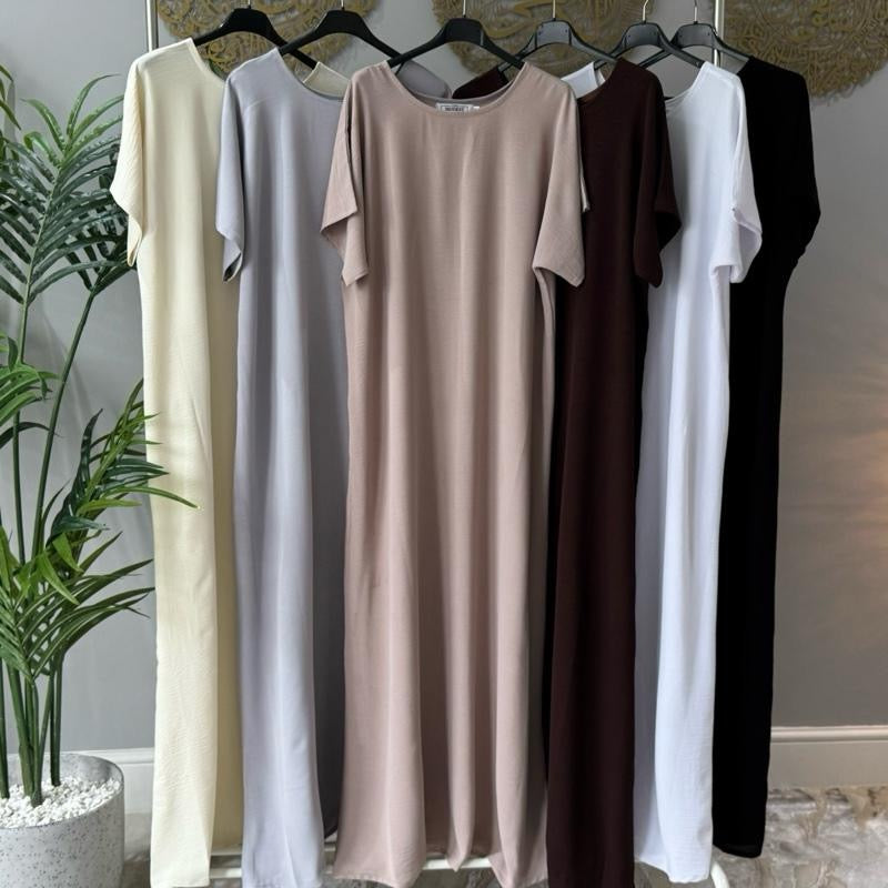 Crepe short sleeve inner slip dress high quality Korean crepe material