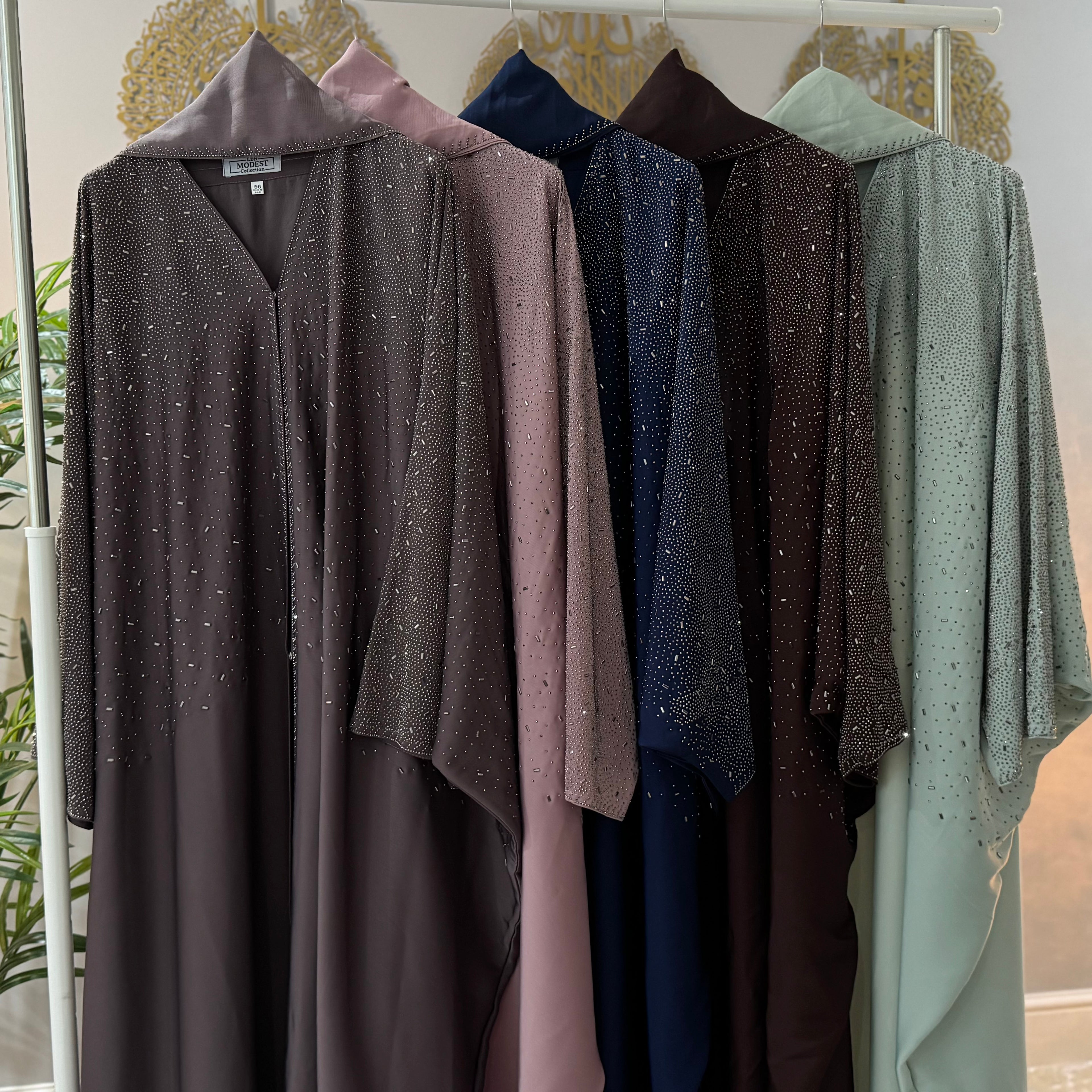 INARA ABAYA - Women's Premium Butterfly Open Abaya with Buttons Luxury Batwing Design in Anti Crepe Material