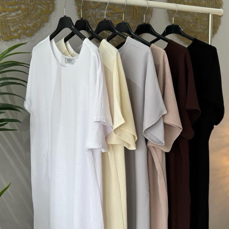 Crepe short sleeve inner slip dress high quality Korean crepe material