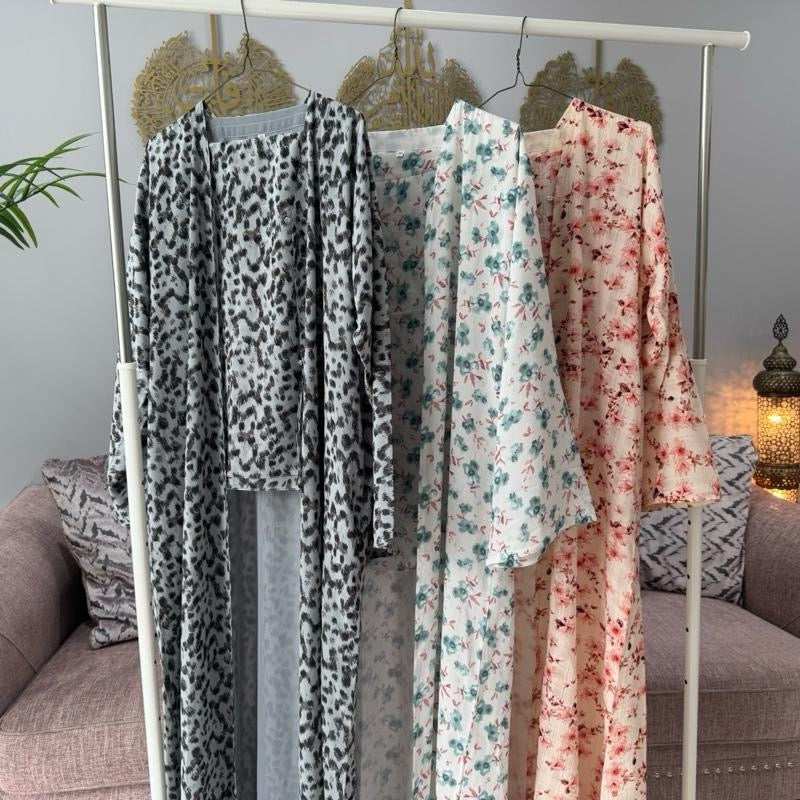 Printed Floral Chiffon Abaya
