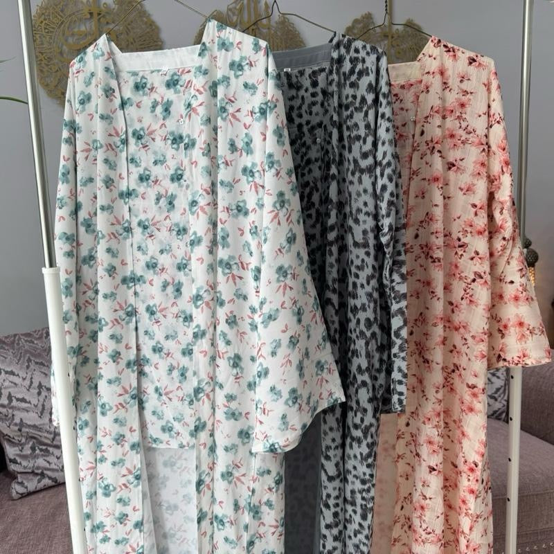 Printed Floral Chiffon Abaya