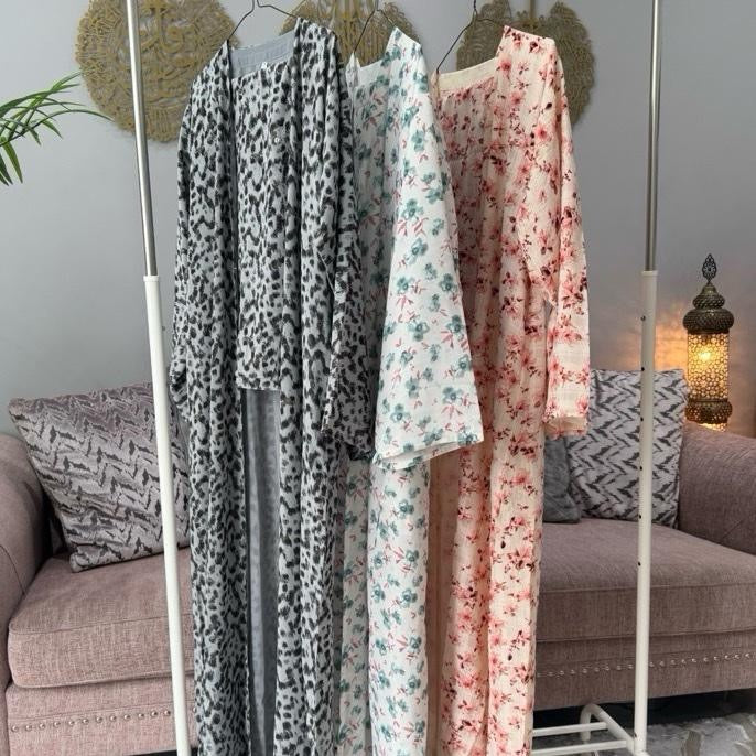 Printed Floral Chiffon Abaya